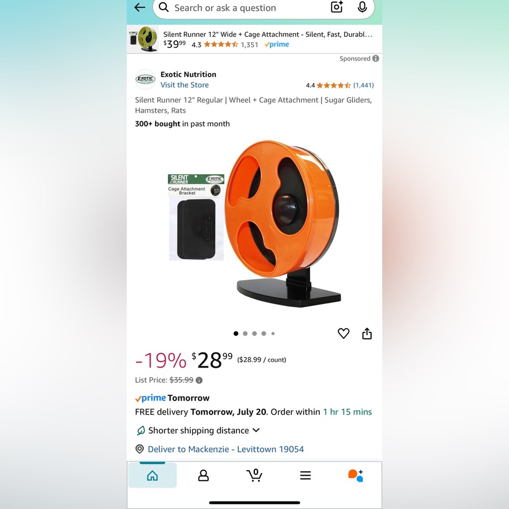 Orange Silent Runner Wheel for Small Pets